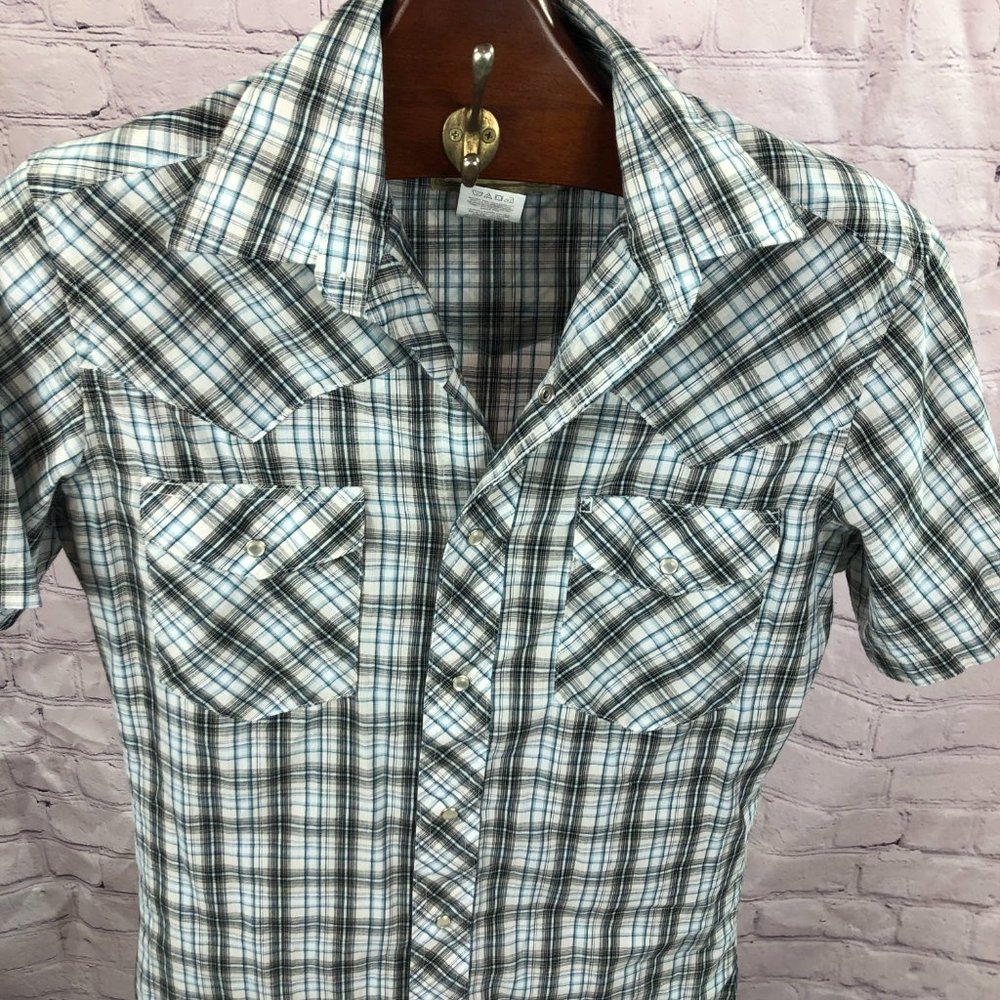 🛍️🛍️SOLD Men's Wrangler pearl snap western shirt sz small - Picture 2 of 6